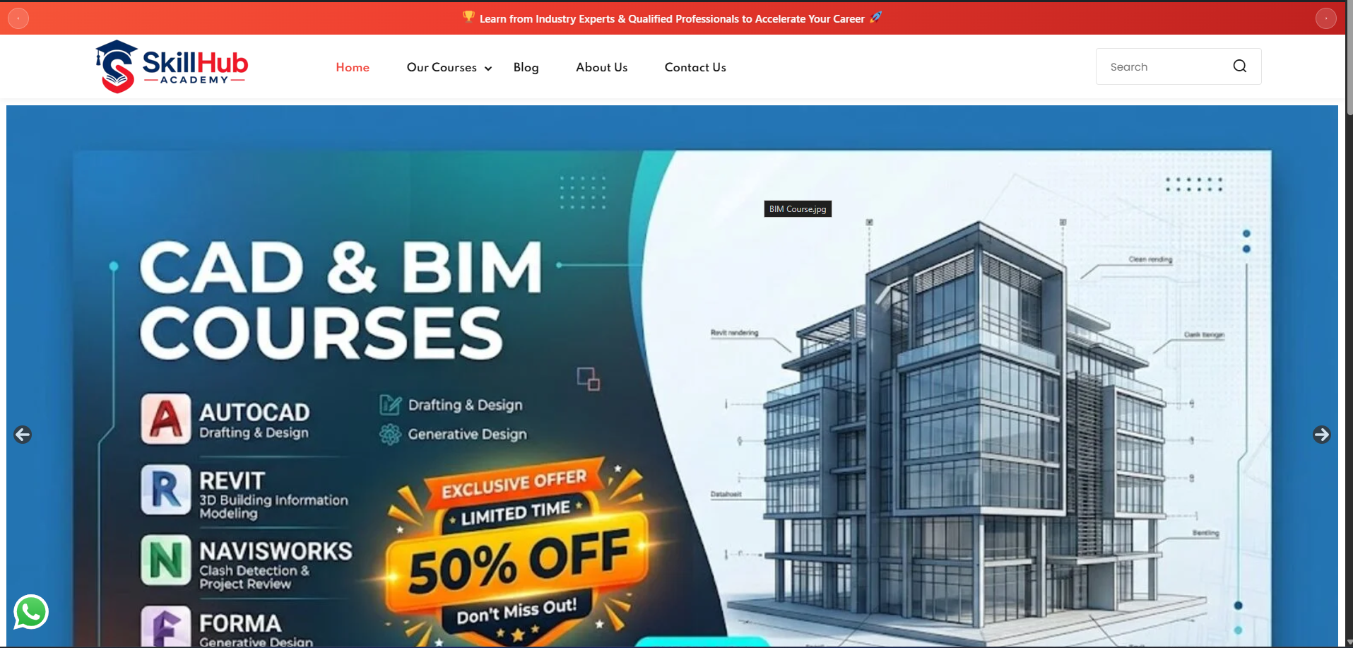 Skillhub Academy Website Preview — Professional Development & BIM Training
